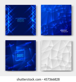 Set of abstract cards with polygonal design. Futuristic backgrounds. Vector