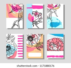 Set of abstract cards. Template for design of poster, placard, brochure, flyer, invitation. Vector illustration