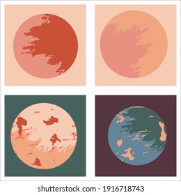 Set of abstract celestial bodies. Planets of solar system. 