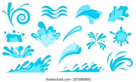 Set Abstract Cellection Blue Ilustration Water Splash Drops Color Background Vector Design Style
