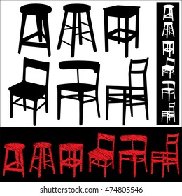 Set of abstract chairs icons . Vector illustration.