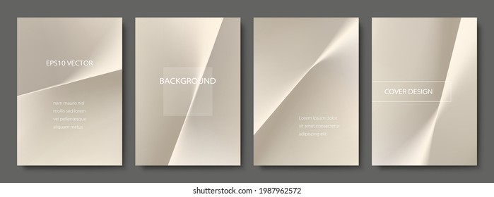 Set of Abstract Champagne Gold Backgrounds. Minimal Cover Design Templates with Copy Space. EPS 10 Vector.