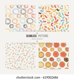Set of abstract chaotic seamless patterns. Hipster collection.