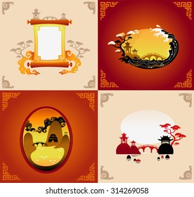 Set of Abstract chines background - Vector illustrations