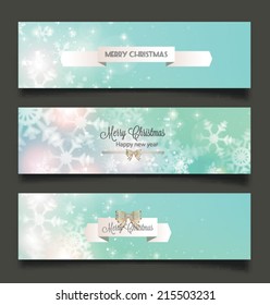 Set of abstract Christmas background with snowflakes and place for text. Vector Illustration.
