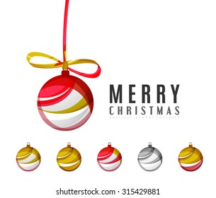 Set of abstract Christmas ball icons, business logo concepts, clean modern geometric design. Created with transparent abstract lines
