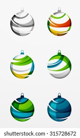 Set of abstract Christmas ball icons, business logo concepts, clean modern geometric design. Created with transparent abstract lines