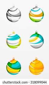 Set of abstract Christmas ball icons, business logo concepts, clean modern geometric design. Created with transparent abstract lines