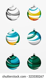 Set of abstract Christmas ball icons, business logo concepts, clean modern geometric design. Created with transparent abstract lines