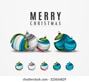 Set of abstract Christmas ball icons, business logo concepts, clean modern geometric design. Created with transparent abstract lines