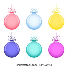 Set of abstract Christmas balls of different colors. Flat vector illustration isolate on a white background