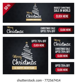 Set of abstract christmas banners with beautiful Calligraphy.