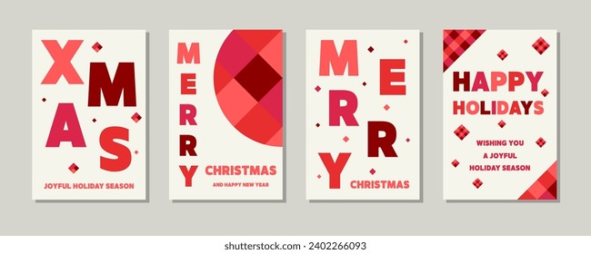 Set of abstract Christmas card with colourful elements. Vector illustration