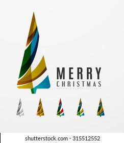 Set von abstrakten Weihnachtsbaum-Ikonen, Business-Logo-Konzepte, sauberes modernes glänzendes Design. Mit transparenten abstrakten Linien erstellt