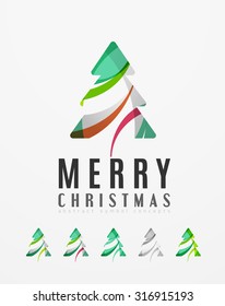 Set von abstrakten Weihnachtsbaum-Ikonen, Business-Logo-Konzepte, sauberes modernes glänzendes Design. Mit transparenten abstrakten Linien erstellt