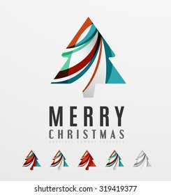 Set von abstrakten Weihnachtsbaum-Ikonen, Business-Logo-Konzepte, sauberes modernes glänzendes Design. Mit transparenten abstrakten Linien erstellt