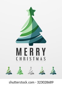 Set von abstrakten Weihnachtsbaum-Ikonen, Business-Logo-Konzepte, sauberes modernes glänzendes Design. Mit transparenten abstrakten Linien erstellt