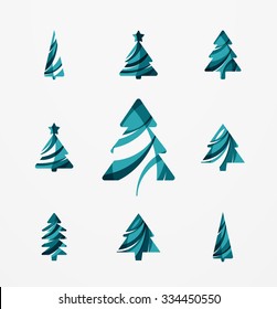 Set von abstrakten Weihnachtsbaum-Ikonen, Business-Logo-Konzepte, sauberes modernes glänzendes Design. Mit transparenten abstrakten Linien erstellt