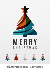 Conjunto de iconos abstractos del árbol de Navidad, conceptos del logotipo de negocios, diseño moderno y limpio. Creado con líneas abstractas transparentes