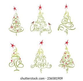 Set -- abstract christmas trees