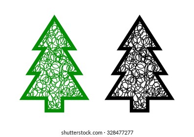 set of abstract Christmas trees