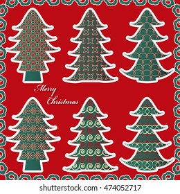 Set of abstract Christmas trees. Christmas vector illustration