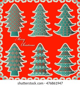 Set of abstract Christmas trees. Christmas vector illustration