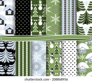 set of abstract Christmas vector paper for scrapbook