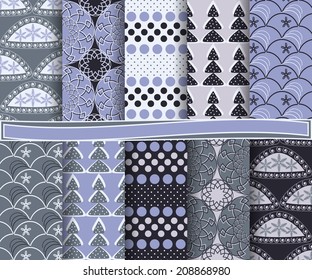 set of abstract Christmas vector paper for scrapbook