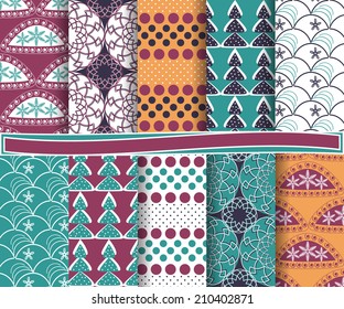set of abstract Christmas vector paper for scrapbook