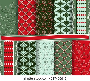 set of abstract Christmas vector paper for scrapbook