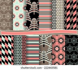 set of abstract Christmas vector paper for scrapbook