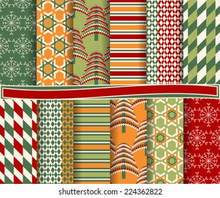 set of abstract Christmas vector paper for scrapbook