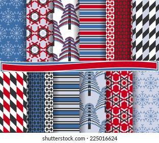 set of abstract Christmas vector paper for scrapbook