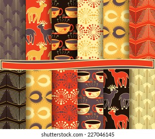 set of abstract Christmas vector paper for scrapbook
