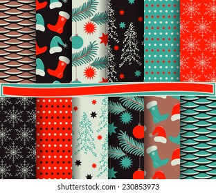 set of abstract Christmas vector paper for scrapbook