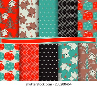 set of abstract Christmas vector paper for scrapbook