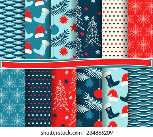set of abstract Christmas vector paper for scrapbook