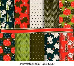 set of abstract Christmas vector paper for scrapbook