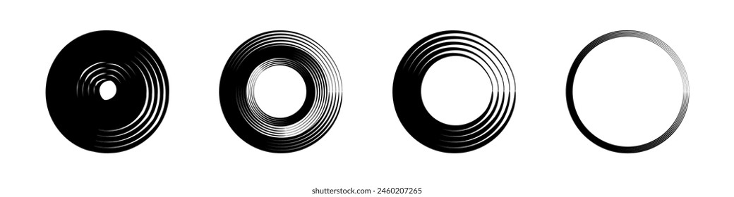 Set of abstract circle. Black round frames. Elements for design. Vector illustration isolated on white background. EPS 10