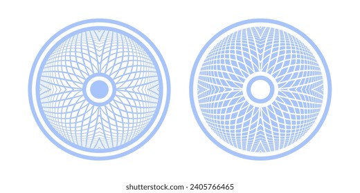 Set of Abstract Circle Convex Light Blue Buttons. Vector Art.