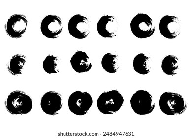 set abstract circle grunge brush element design