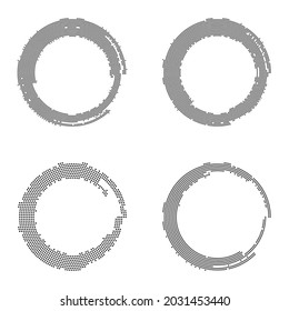 Set von abstraktem Kreis Halbton gepunkteter Rahmen. Rund um den Vektorrand. Blindbanner-Design-Element.
