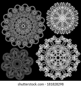 Set of Abstract circle lace patterns. 