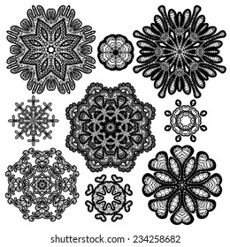 Set of Abstract circle lace patterns.