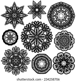 Set of Abstract circle lace patterns.
