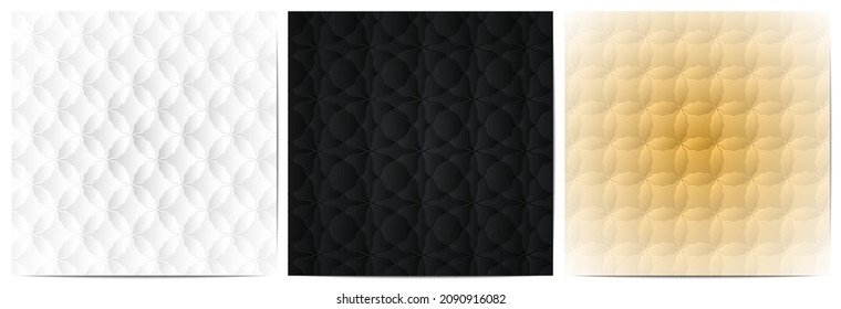 Conjunto de líneas de círculo abstractas de patrón de onda. Lujo con un diseño de fondo negro, blanco y dorado
