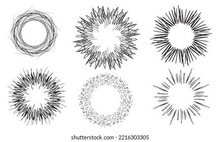 Set of abstract circle or round, hand draw outline vector illustration