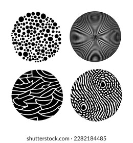 Set of abstract circle shapes. Grunge texture halftone graphic design elements.