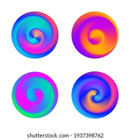 Set of Abstract Circle Swirl Gradient Logo Shapes. Creative vibrant colorful elements. Trendy modern vector graphic.